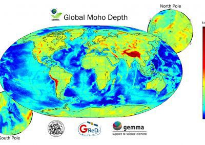 Superficie di separazione tra la crosta e il mantello terrestre calcolata dai dati di gravità della missione satellitare GOCE