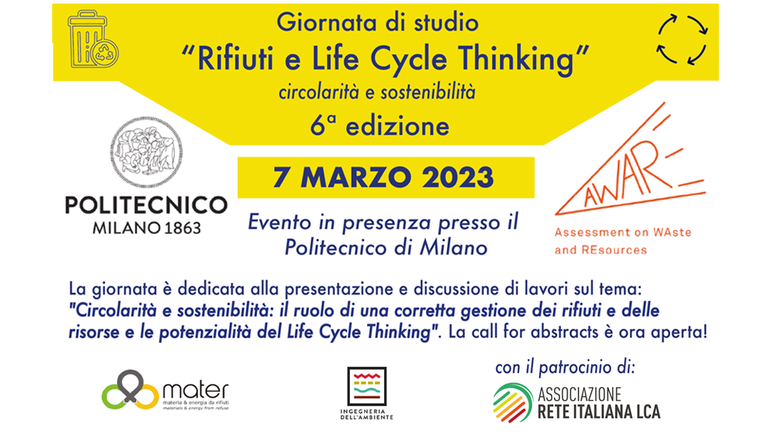 Call for Abstract – Giornata di Studio “Rifiuti e Life Cycle Thinking”